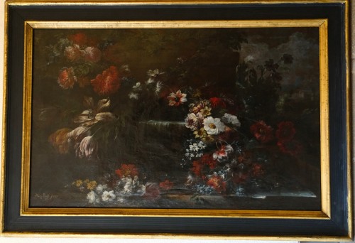 Caffi Margherita (1647-1710) Jeté de fleurs à la fontaine