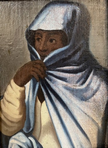 Portrait d'une femme noire au voile bleu - Galerie Meier