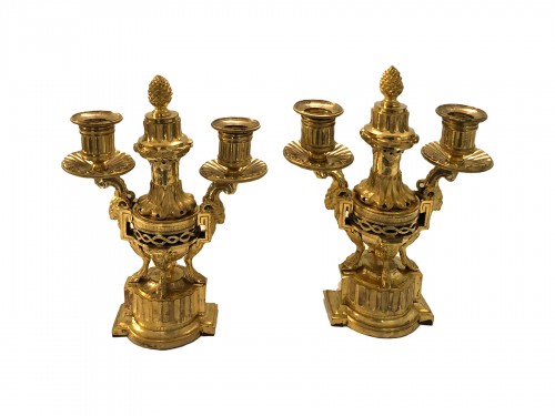 Pair Of Flambeaux Cassolette With Three Fires Forming Perfume Burner, Louis