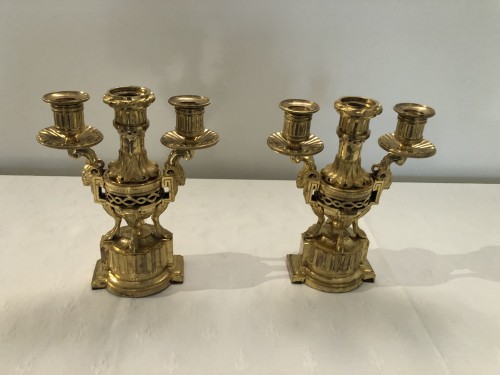 Pair Of Flambeaux Cassolette With Three Fires Forming Perfume Burner, Louis - Lighting Style Louis XVI