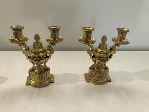 Lighting  - Pair Of Flambeaux Cassolette With Three Fires Forming Perfume Burner, Louis