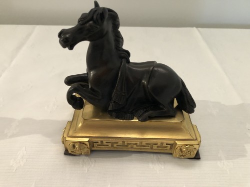 Louis XVI - Pair Of Bronze Horses Forming Louis XVI Period Paperweights