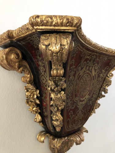 Wall Console In Boulle Marquetry And Golden Wood, Louis XIV Period - 