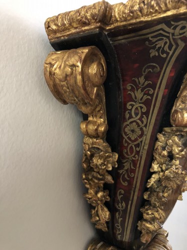 18th century - Wall Console In Boulle Marquetry And Golden Wood, Louis XIV Period