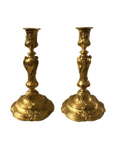 Pair Of Louis XV Period Candlesticks Signed Saint Germain