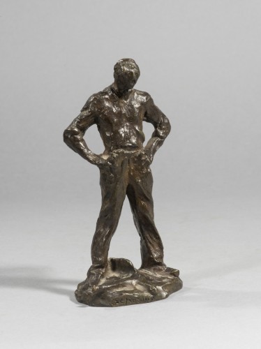 DALOU Aimé-Jules (1838-1902), Paveur, un outil à ses pieds (1889-1898) - Sculpture Style Louis-Philippe