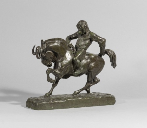 Antiquités - Monkey riding on a Wildebeest - Antoine-Louis BARYE (1795-1875)