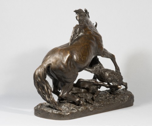 Mare defending her foal against a wolf - FRATIN Christophe (1801-1864) - Sculpture Style Napoléon III