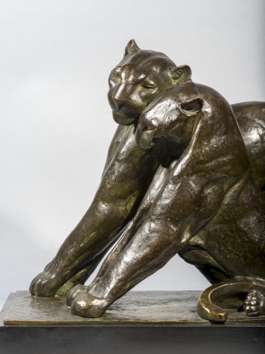 BECQUEREL André-Vincent (1893-1981), Couple of panthers - Sculpture Style 50