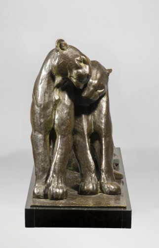 Sculpture  - BECQUEREL André-Vincent (1893-1981), Couple of panthers