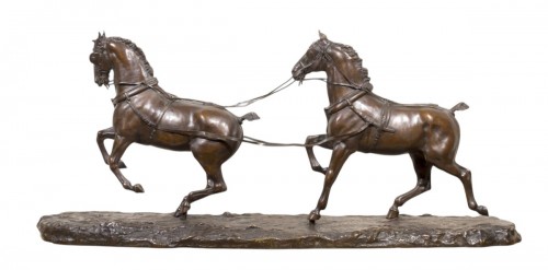 MALISSARD Georges ( 1877-1942 Français) Tandem, chevaux hackney 1910