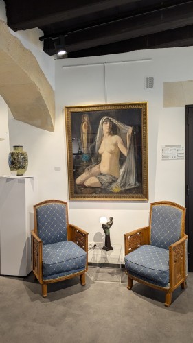 Femme au volie, pastel & gouache sur toile circa 1930/1940 - Tableaux et dessins Style Art Déco