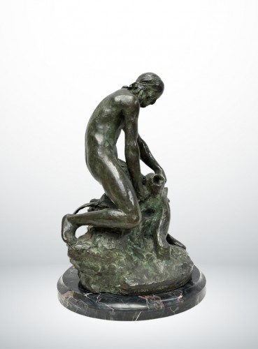 Sculpture  - Raoul Larche, Bronze Le Pêcheur, Art Nouveau