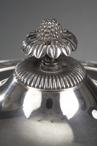 19th century  silver and cut- crystal confiturier with 12 spoons, Restaurat - Restauration - Charles X