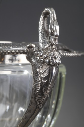 Restauration - Charles X - 19th century  silver and cut- crystal confiturier with 12 spoons, Restaurat