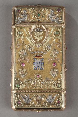 Etui en or et pierres précieuses aux armes du Duc de Morny, signé Weise - Objets de Vitrine Style Napoléon III