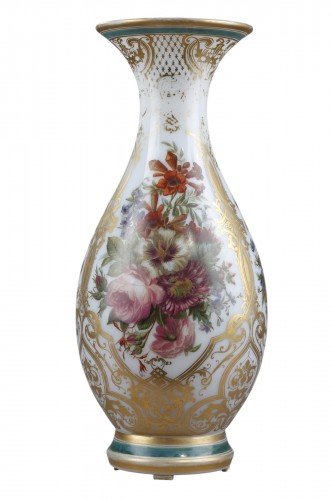 Louis-Philippe enamel opal crystal vase