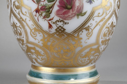 Louis-Philippe enamel opal crystal vase - 