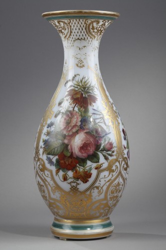 19th century - Louis-Philippe enamel opal crystal vase