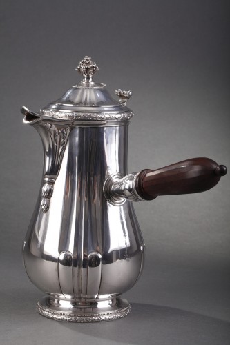 silverware & tableware  - French Silver Hot Chocolate Pot or coffee pot by Jean-Emile Puiforcat (1897-1945)