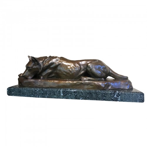 Dogue Couché - Georges-Lucien GUYOT (1885-1973) - Sculpture Style Art Déco