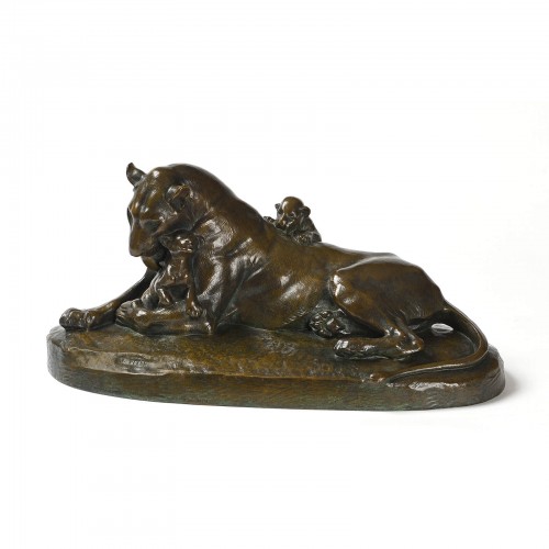 Victor Peter (1840-1918) - Lionne et ses Lionceaux - Sculpture Style 