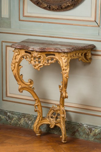 Pair of Louis XV giltwood consoles - Furniture Style Louis XV