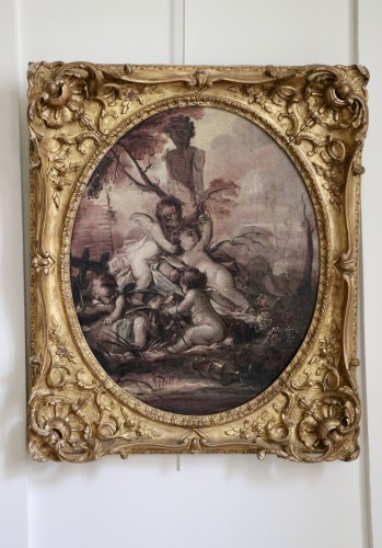 Paire de grisailles représentant des scènes mythologiques - Tableaux et dessins Style Louis XV