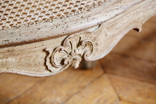 Paire de banquettes cannées en bois naturel - Sièges Style Louis XV