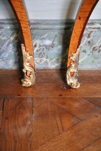 A rare pair of Louis XV marquetry console commodes  - 