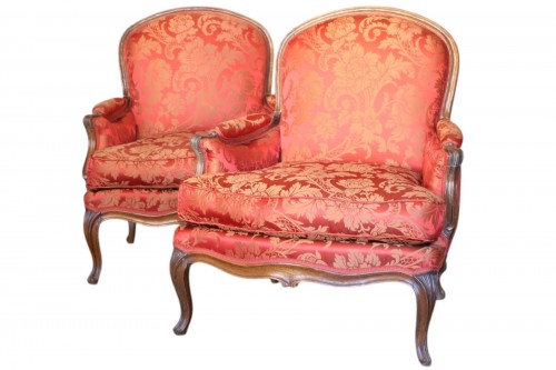 Pair of Louis XV bergères à la Reine stamped Jacques Pierre Letellier