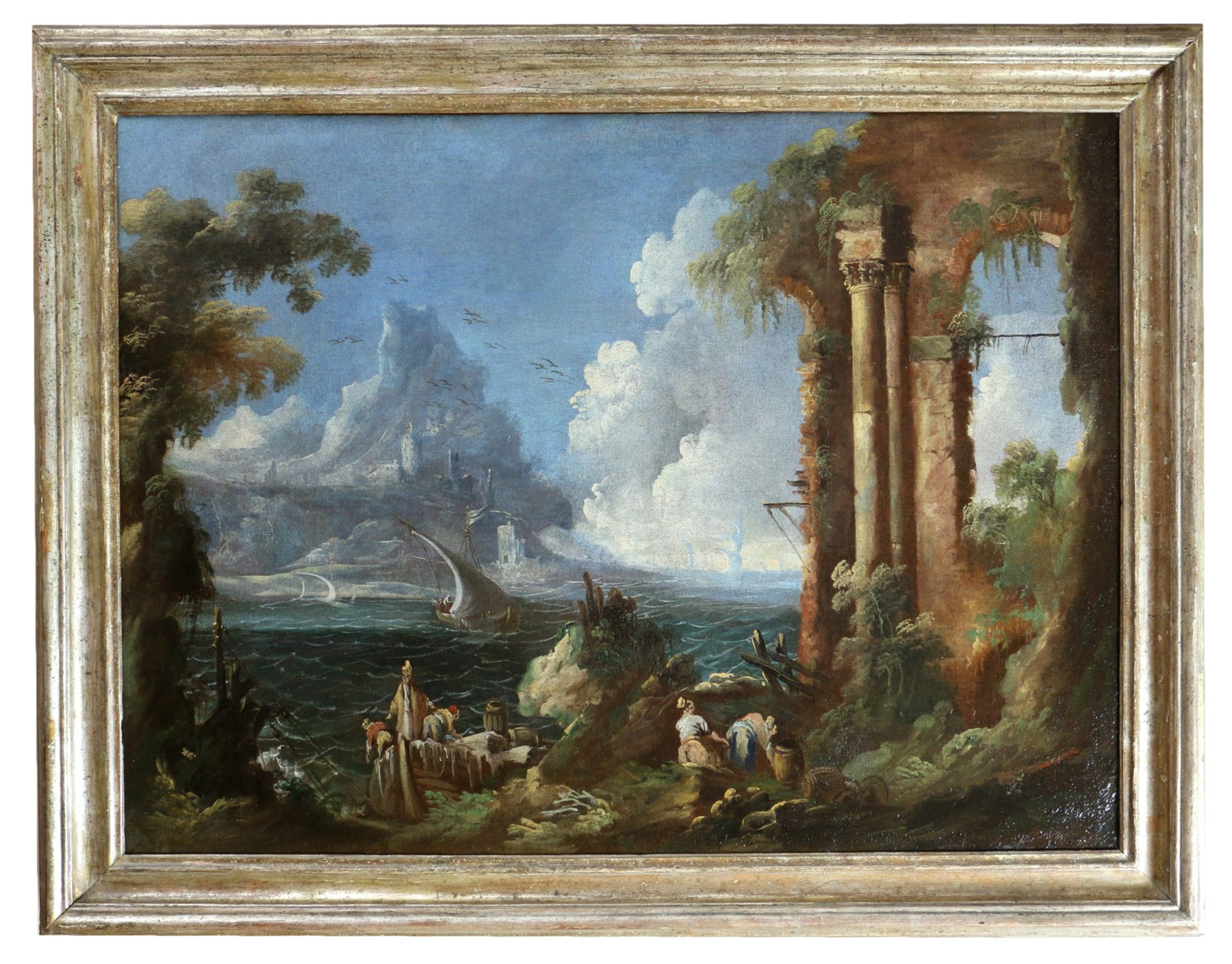 Marine in a o of -1750) around Attributed Leonardo ancient - Coccorante ruins 1700 (1680 landscape