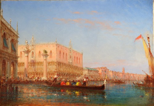  French school of the 19th century. Venice, view of the Doge&#039;s Palace - Paintings & Drawings Style Napoléon III