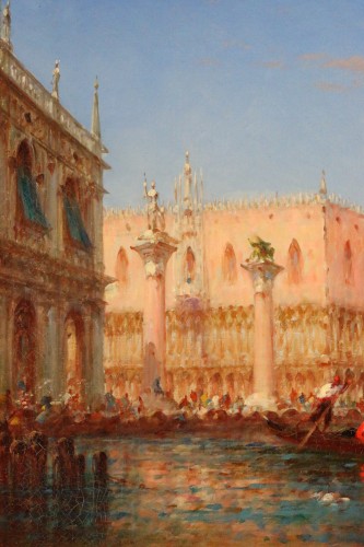 XIXe siècle - Ecole française du XIXè siècle. Venise, vue sur le palais des Doges