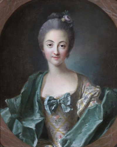 Portrait d’une dame de qualité vers 1740 attribué à Louis Tocqué (1696-1772) - Tableaux et dessins Style Louis XV