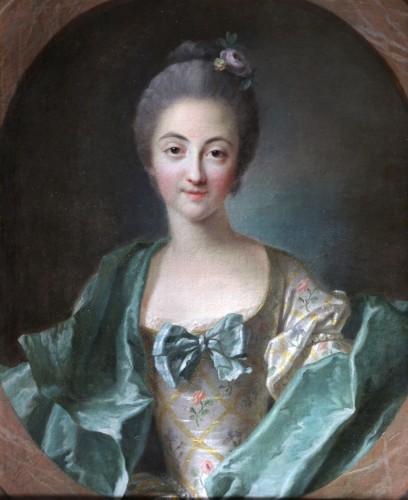 Antiquités - Portrait d’une dame de qualité vers 1740 attribué à Louis Tocqué (1696-1772)