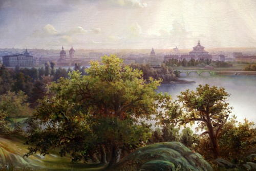 Grande vue panoramique de Stockholm et de ses environs, école Suédoise du 19è siècle - Tableaux et dessins Style Napoléon III