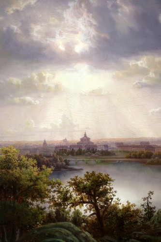 XIXe siècle - Grande vue panoramique de Stockholm et de ses environs, école Suédoise du 19è siècle