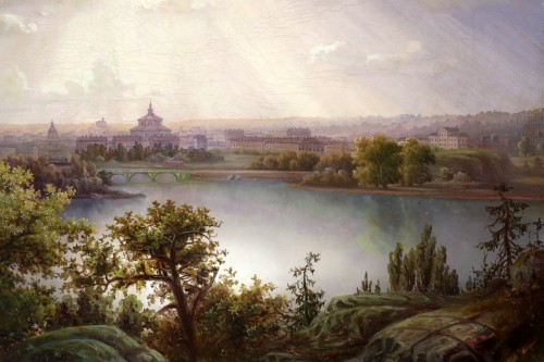 Napoléon III - Grande vue panoramique de Stockholm et de ses environs, école Suédoise du 19è siècle