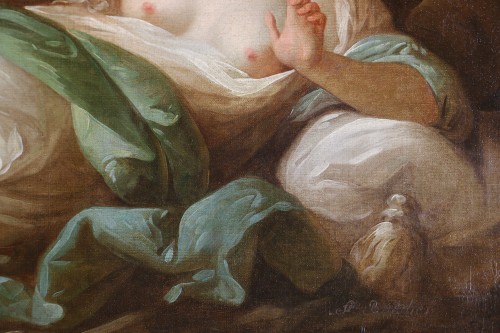 Jeune femme allongée en déesse Flore, attribué à Antoine-François Callet (1741-1823)  - Louis XV