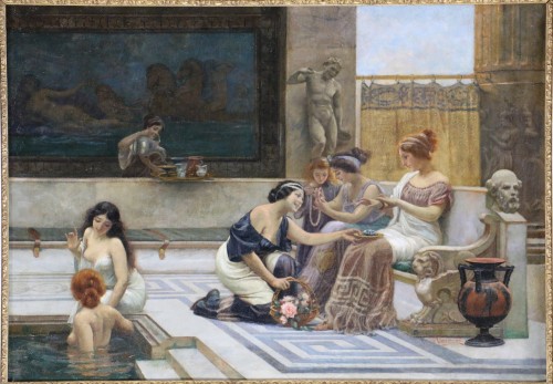 Emilio Vasarri (1826 ; 1928) - Pompéi, un après-midi aux thermes. - Tableaux et dessins Style Napoléon III