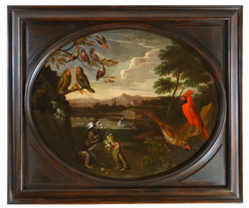 Paysage animalier, attribué.à Gillis Claesz de Hondecoeter (1575-1638) 