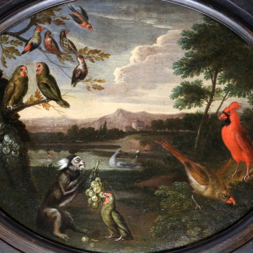  Animal landscape, attributed to Gillis Claesz de Hondecoeter (1575-1638) - Paintings & Drawings Style Louis XIII