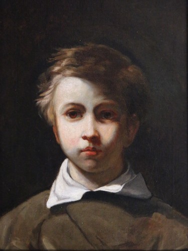 Ecole française vers 1830, Portrait d'un jeune garçon - Tableaux et dessins Style Restauration - Charles X