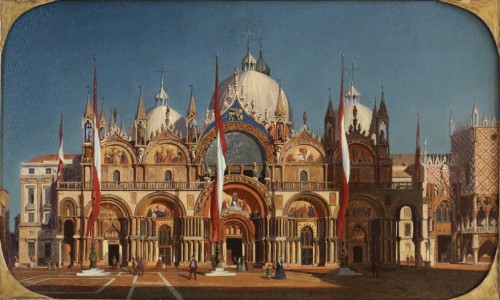 Paintings & Drawings  - Italian school circa 1860, The Basilica of San Marco under a low sun 