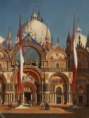 Italian school circa 1860, The Basilica of San Marco under a low sun  - 