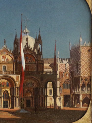 19th century - Italian school circa 1860, The Basilica of San Marco under a low sun 