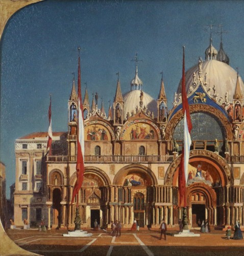 Italian school circa 1860, The Basilica of San Marco under a low sun  - Napoléon III