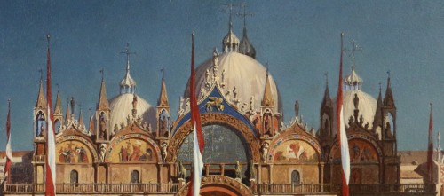 Napoléon III - Italian school circa 1860, The Basilica of San Marco under a low sun 