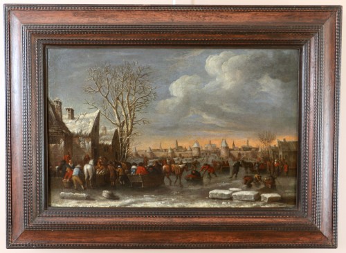 Scène hivernale à Haarlem, attribué à Nicolaes Molenaer (1628-1676)